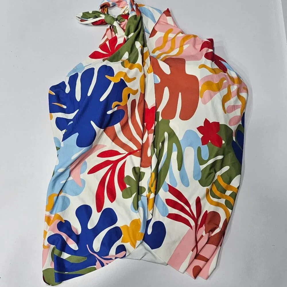 Vince Camuto Printed Crossover Convertible Tankini Top - Picture 5 of 10